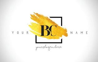 BC Golden Letter Logo Design with Creative Gold Brush Stroke vector