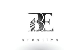 BE Logo Design With Multiple Lines and Black and White Colors. vector