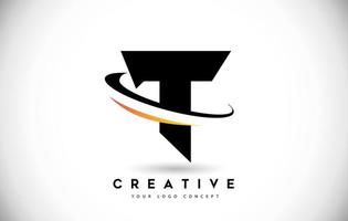 Letra t swoosh logo con vector de icono de swoosh curvo creativo.