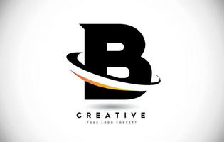 Letter B Swoosh Logo With Creative Curved Swoosh Icon Vector. vector