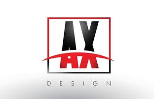 AX A X Logo Letters with Red and Black Colors and Swoosh. vector