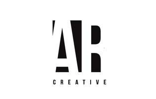 AR A R White Letter Logo Design with Black Square. vector