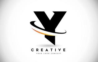 Letter Y Swoosh Logo With Creative Curved Swoosh Icon Vector. vector