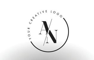 AN Serif Letter Logo Design with Creative Intersected Cut. vector