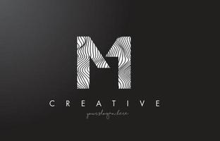 M Letter Logo with Zebra Lines Texture Design Vector. vector