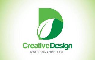 D logotipo de diseño de letra de hoja verde. eco bio hoja carta icono ilustración logo. vector