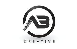 Diseño de logotipo de letra ab cepillo. Logotipo de icono de letras cepilladas creativas. vector
