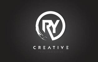 RY Circular Letter Logo with Circle Brush Design and Black Background. vector