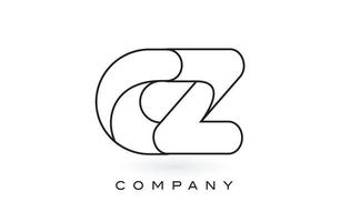 CZ Monogram Letter Logo With Thin Black Monogram Outline Contour. Modern Trendy Letter Design Vector. vector