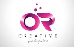 OR Letter Logo Design with Purple Colors and Dots vector