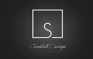 S Square Frame Letter Logo Design with Black and White Colors. vector