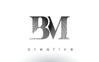 BM Logo Design With Multiple Lines and Black and White Colors. vector