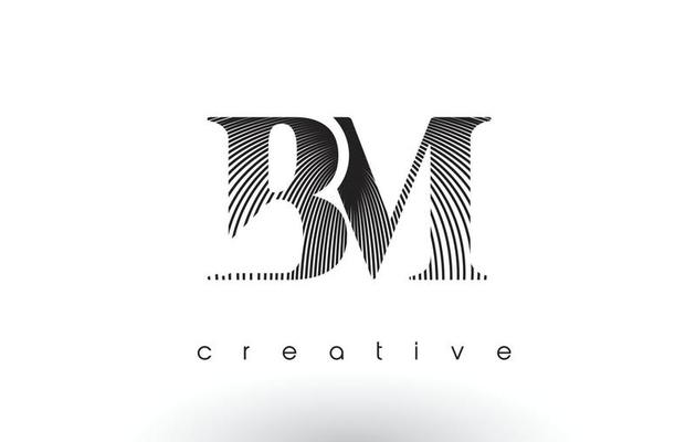 BM Logo Design With Multiple Lines and Black and White Colors.
