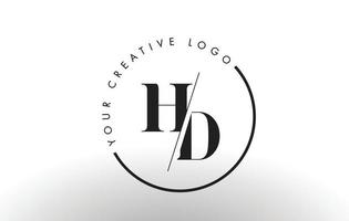 Diseño de logotipo de letra HD serif con corte intersectado creativo. vector