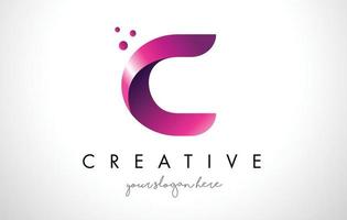 C Letter Logo Design with Purple Colors and Dots vector