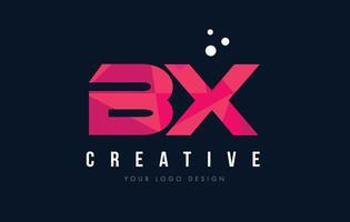 Logotipo de letra bx bx con concepto de triángulos rosa púrpura low poly vector