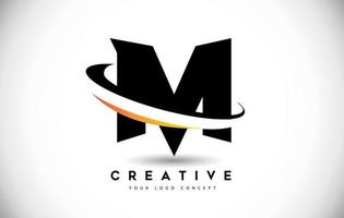 Letter M Swoosh Logo With Creative Curved Swoosh Icon Vector. vector