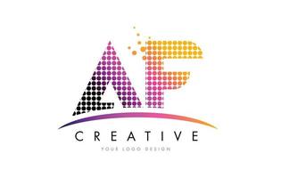 AF A F Letter Logo Design with Magenta Dots and Swoosh vector