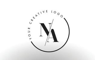 Diseño de logotipo de letra na serif con corte cruzado creativo. vector
