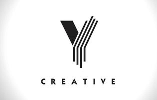 Y Logo Letter With Black Lines Design. Line Letter Vector Illustration