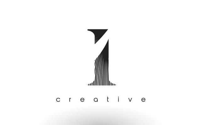 I Logo Design With Multiple Lines and Black and White Colors.