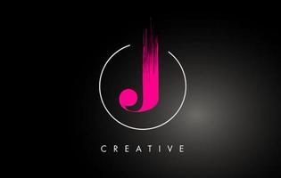 Pink J Brush Stroke Letter Logo Design. Pink Paint Logo Leters Icon. vector