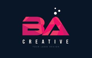 BA B A Letter Logo with Purple Low Poly Pink Triangles Concept vector