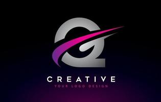 Creative Q Letter Logo Design with Swoosh Icon Vector. vector
