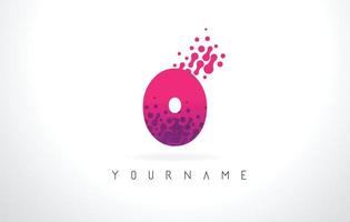 O Letter Logo with Pink Purple Color and Particles Dots Design. vector