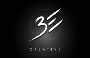 BE B E Brushed Letter Logo Design with Creative Brush Lettering Texture and Hexagonal Shape vector