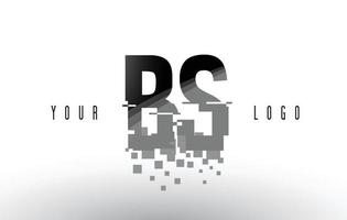 BS B S Pixel Letter Logo with Digital Shattered Black Squares vector