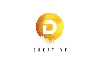 D Gold Letter Logo Design with Round Circular Golden Texture. vector