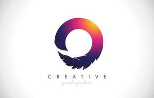 O Feather Letter Logo Icon Design With Feather Feathers Creative Look Vector Illustration