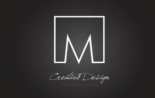 M Square Frame Letter Logo Design with Black and White Colors. vector