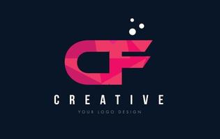 CF C F Letter Logo with Purple Low Poly Pink Triangles Concept vector