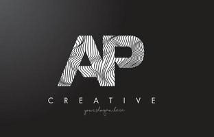 AP A P Letter Logo with Zebra Lines Texture Design Vector. vector