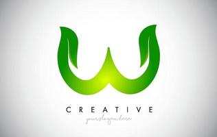 W Leaf Letter Logo Icon Design in Green Colors Vector Illustration.