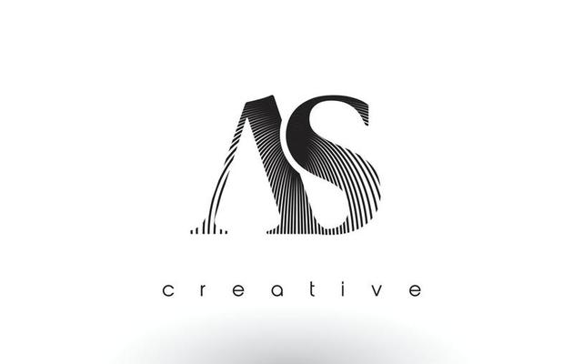 AS Logo Design With Multiple Lines and Black and White Colors.