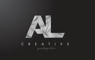 AL A L Letter Logo with Zebra Lines Texture Design Vector. vector