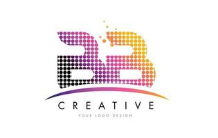 Diseño de logotipo bb bb letter con puntos magentas y swoosh vector