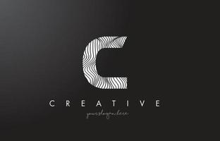 C Letter Logo with Zebra Lines Texture Design Vector. vector