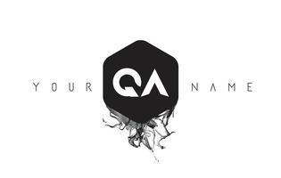 QA Letter Logo Design with Black Ink Spill vector