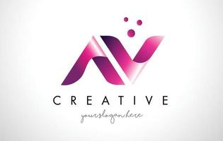 AV Letter Logo Design with Purple Colors and Dots vector