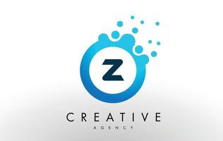 z Letter Logo. Blue Dots Bubble Design Vector