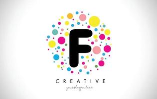 Diseño de logotipo letra f burbuja puntos con burbujas de colores creativas. vector