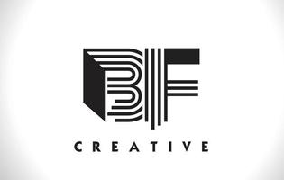 BF Logo Letter With Black Lines Design. Line Letter Vector Illustration