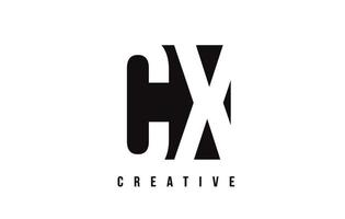 CX C X White Letter Logo Design with Black Square. vector
