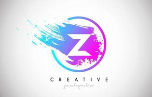 Z Artistic Brush Letter Logo Design in Purple Blue Colors Vector