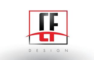 CF C F Logo Letters with Red and Black Colors and Swoosh. vector