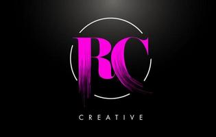 Pink RC Brush Stroke Letter Logo Design. Pink Paint Logo Leters Icon. vector